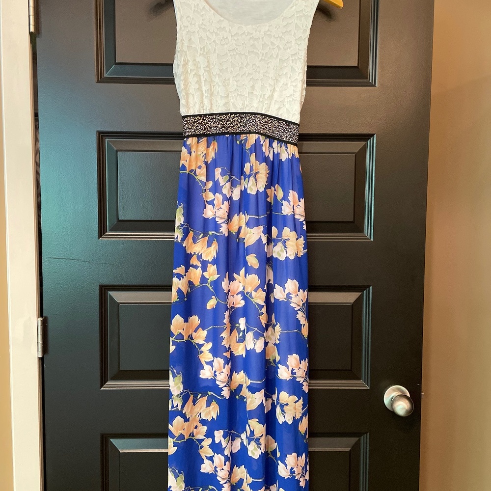 Blue floral summer dress, size S